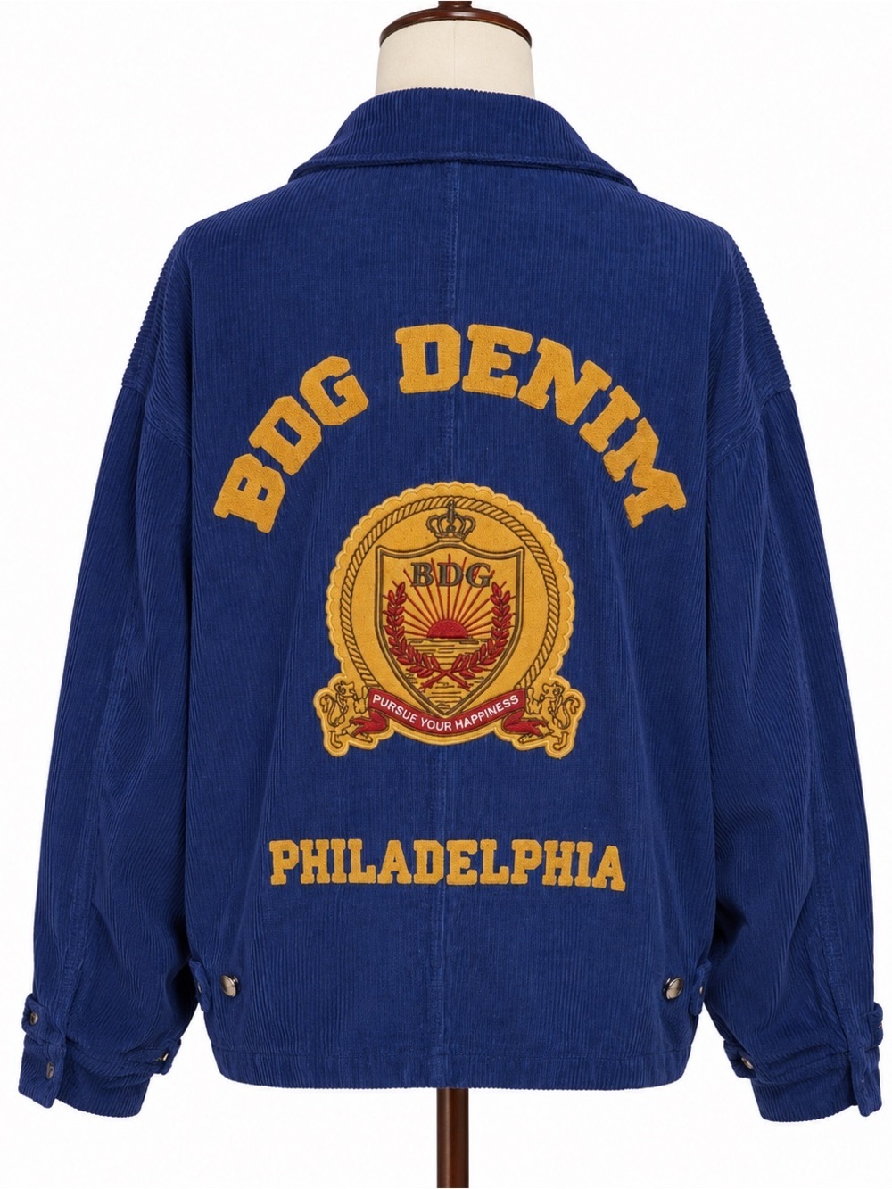 BDG "FFA" Urban Outfitters Blue Corduroy Jacket w/ Gold Patches -Philadelphia M